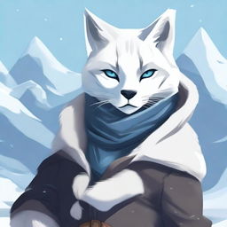 A detailed illustration of an arctic Tabaxi rogue