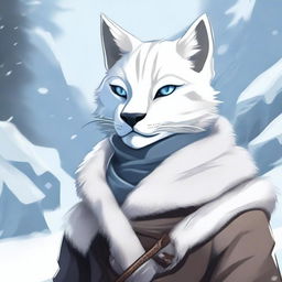 A detailed illustration of an arctic Tabaxi rogue