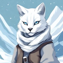 A detailed illustration of an arctic Tabaxi rogue