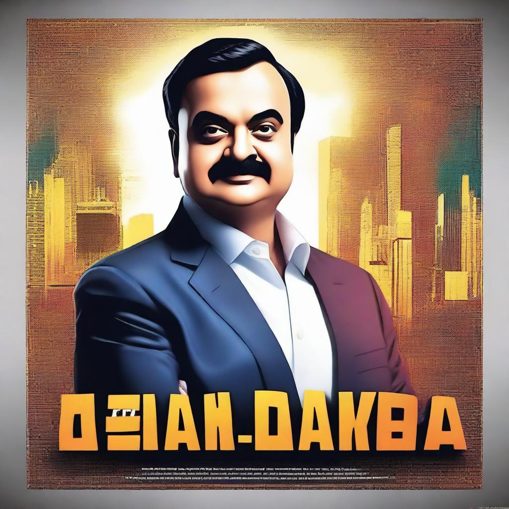 Create a movie poster featuring Gautam Adani titled 'Gautam Adani: The Lord of Developments'