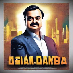 Create a movie poster featuring Gautam Adani titled 'Gautam Adani: The Lord of Developments'