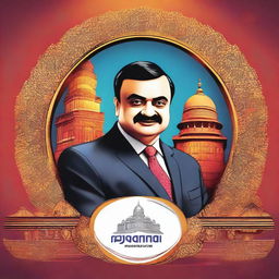 Create a movie poster featuring Gautam Adani titled 'Gautam Adani: The Lord of Developments'