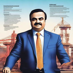 A detailed and realistic poster of Gautam Adani, showcasing his achievements and influence in the business world