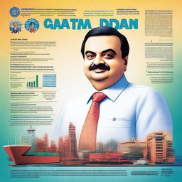 A detailed and realistic poster of Gautam Adani, showcasing his achievements and influence in the business world