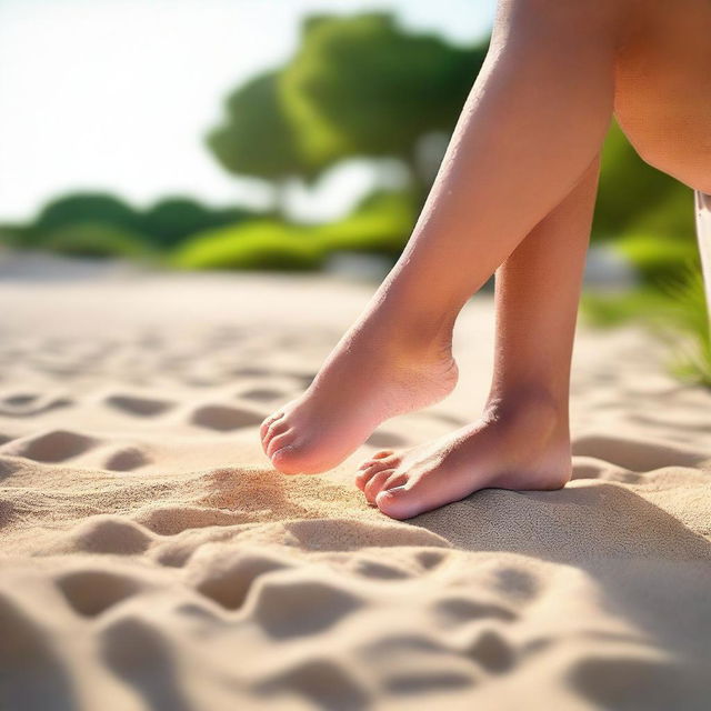 A detailed image of a young girl's feet, focusing on the toes and soles