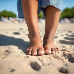 A detailed image of a young girl's feet, focusing on the toes and soles