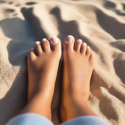 A detailed image of a young girl's feet, focusing on the toes and soles