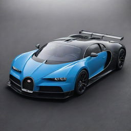 Bugatti cars morphed into high-speed Formula 1 racing cars, showcasing superior aerodynamics, a unique streamline design, and Bugatti's signature branding.