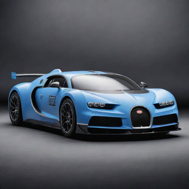 Bugatti cars morphed into high-speed Formula 1 racing cars, showcasing superior aerodynamics, a unique streamline design, and Bugatti's signature branding.