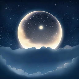 A beautiful, serene depiction of Luna, the Moon, glowing softly in the night sky