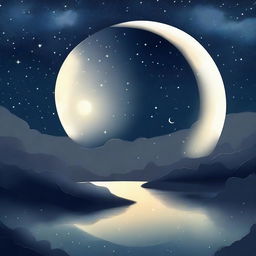 A beautiful, serene depiction of Luna, the Moon, glowing softly in the night sky