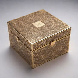 A unique pattern for a perfume box without any bottles depicted, using elements reminiscent of luxury, elegance, and scents.