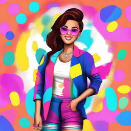 Create an image featuring Melimtx, a well-known social media personality, in a vibrant and stylish setting