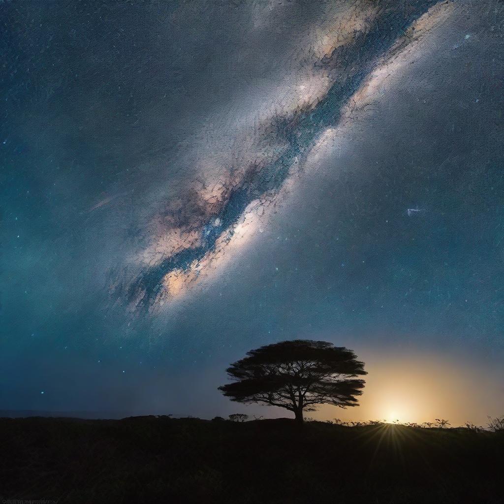 Uma forte estrela emitindo brilho intenso na direção da lua, enquanto crianças na Terra observam maravilhadas