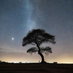 Uma forte estrela emitindo brilho intenso na direção da lua, enquanto crianças na Terra observam maravilhadas