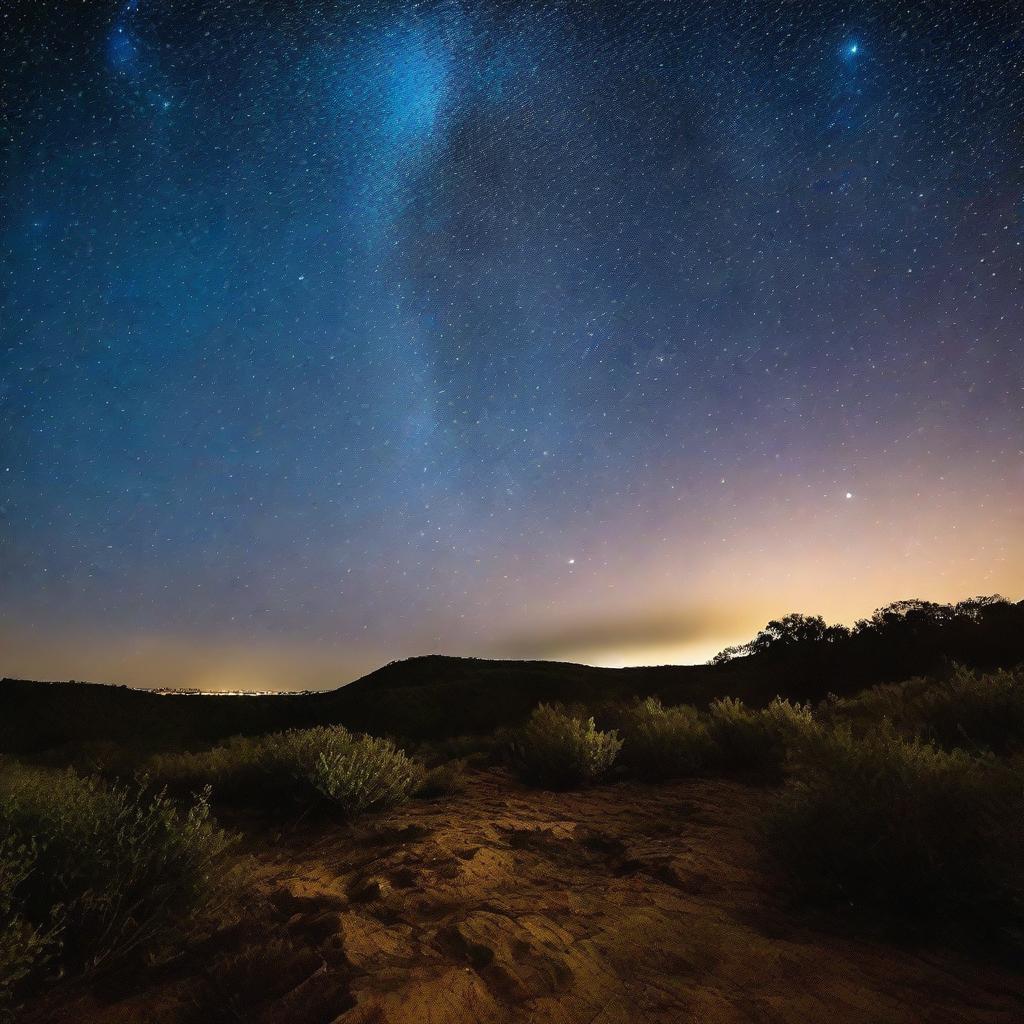 Um rastro luminoso de estrelas no céu noturno