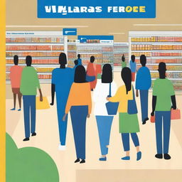 An artistic cover page featuring a Walmart store with shoppers inside, emphasizing the use of credit cards