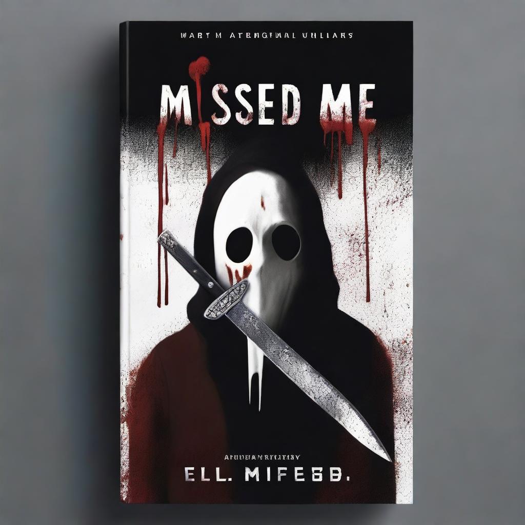 A black fantasy book cover with the title 'Missed Me?' featuring a bloody knife