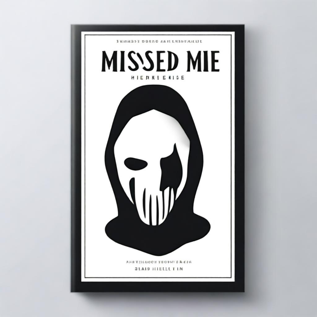 A black fantasy book cover with the title 'Missed Me?' The cover is predominantly white and black, featuring a ghostface mask of a man