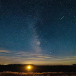 Uma estrela bem brilhante no céu noturno, destacando-se com seu intenso brilho