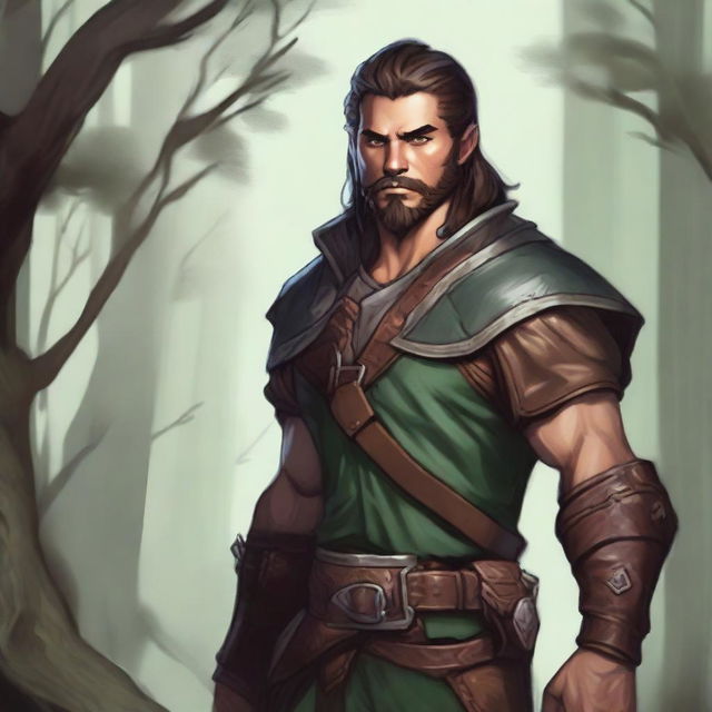 Create a detailed portrait of a male shifter character from Dungeons and Dragons