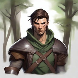 Create a detailed portrait of a male shifter character from Dungeons and Dragons