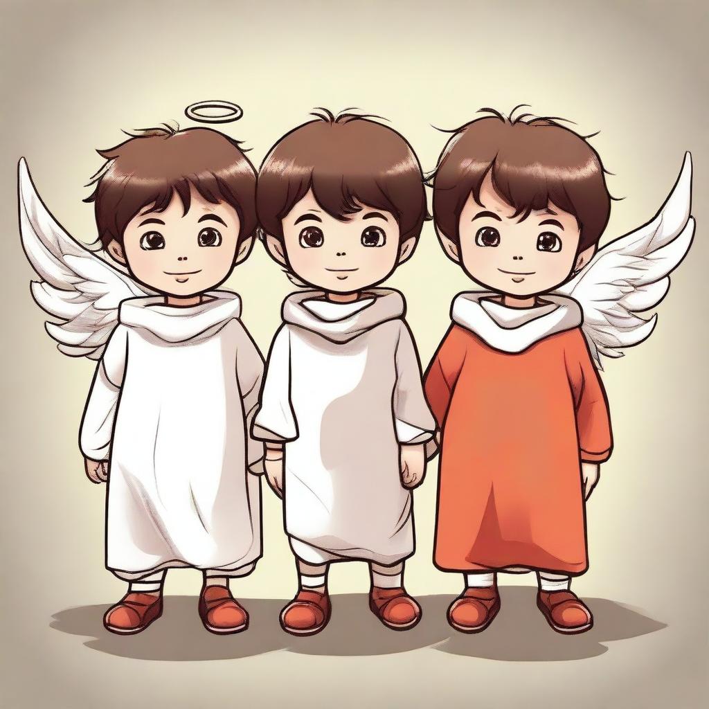 Create an image featuring three little brothers