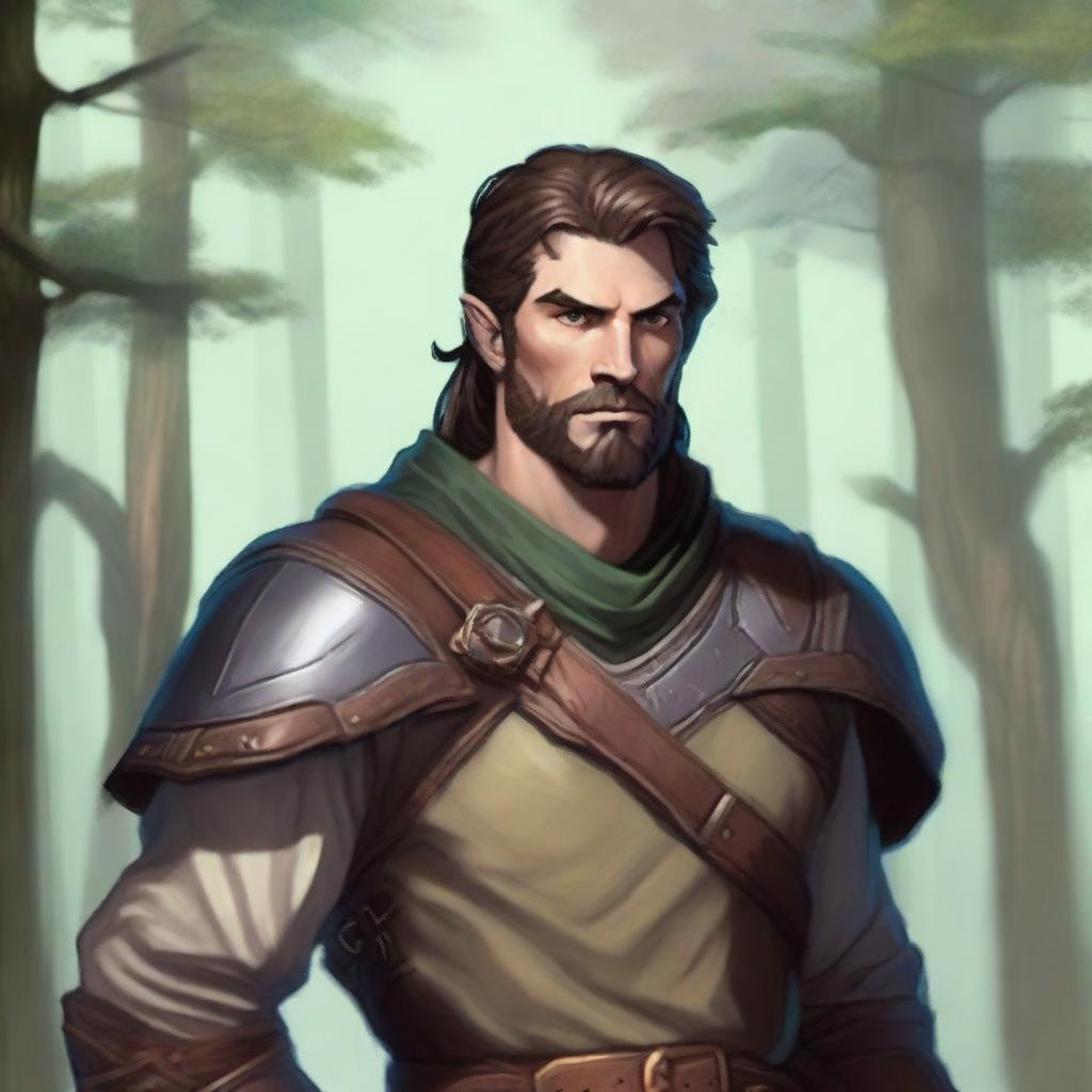 Create a detailed portrait of a male shifter character from Dungeons and Dragons