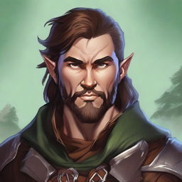 Create a detailed portrait of a male shifter character from Dungeons and Dragons