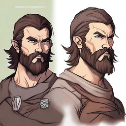 Create a detailed portrait of a male shifter character from Dungeons and Dragons