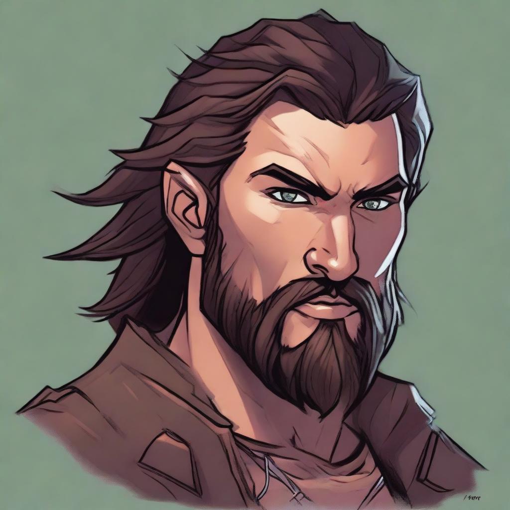 Create a detailed portrait of a male shifter character from Dungeons and Dragons