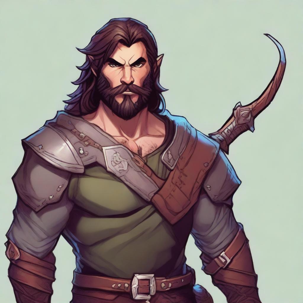 Create a detailed portrait of a male shifter character from Dungeons and Dragons