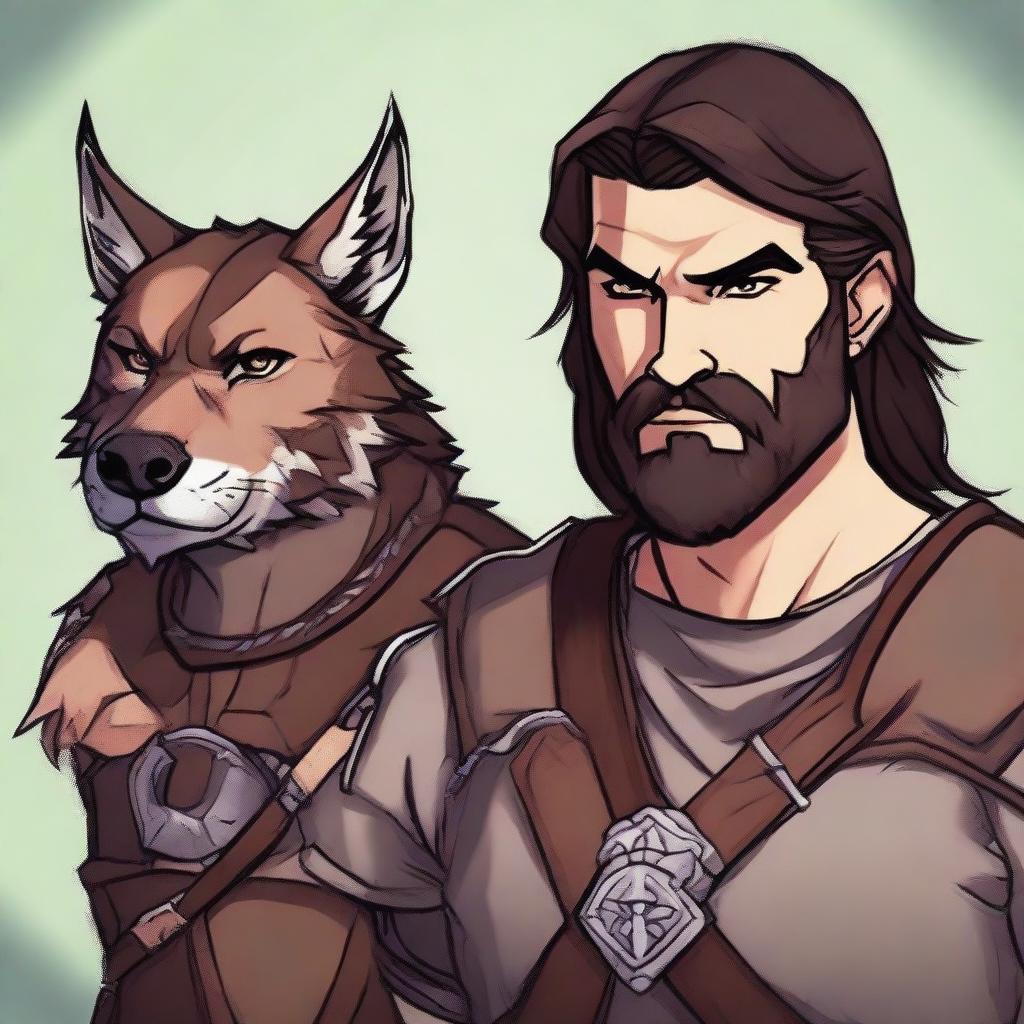 Create a detailed portrait of a male shifter character from Dungeons and Dragons