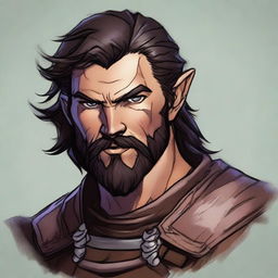 Create a detailed portrait of a male shifter character from Dungeons and Dragons