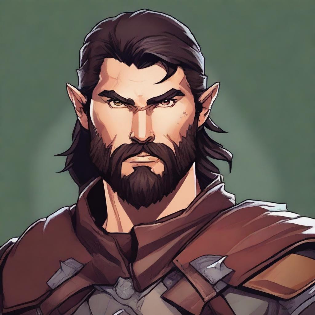 Create a detailed portrait of a male shifter character from Dungeons and Dragons