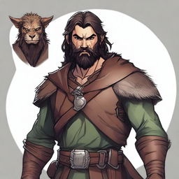 Create a detailed portrait of a male shifter character from Dungeons and Dragons