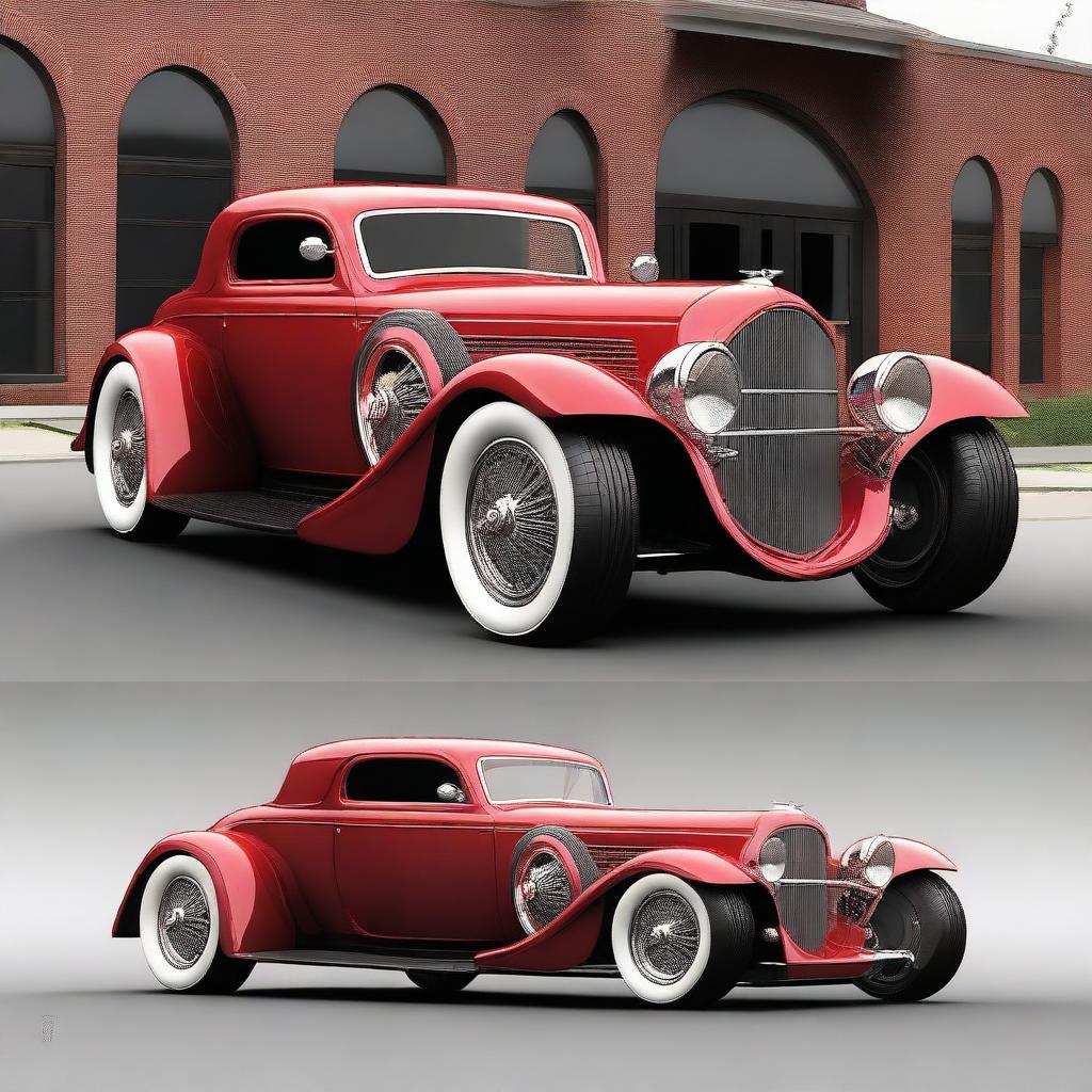 Create a custom supercar that is a fusion of a 1932 Buick Victoria sedan and a McLaren