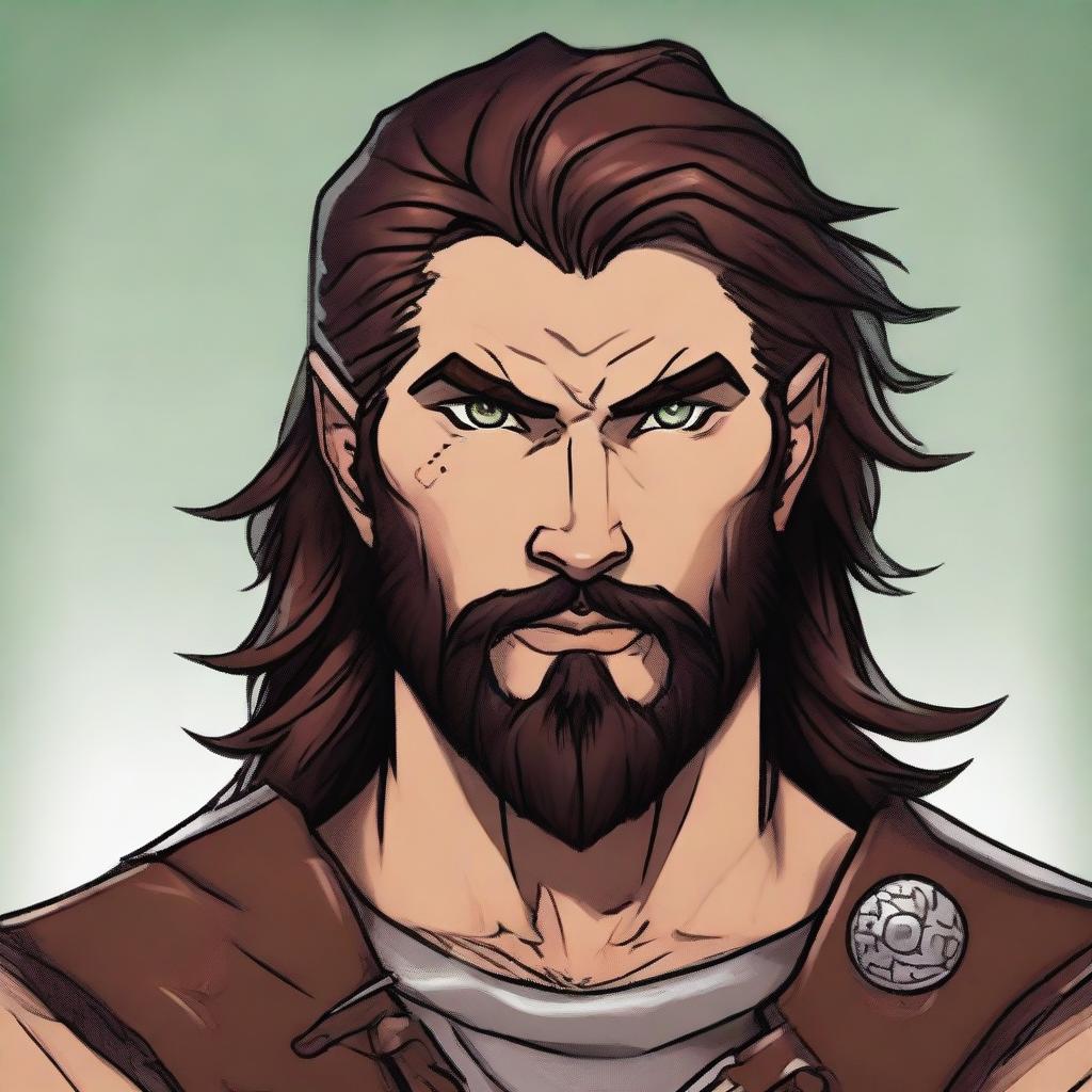 Create a detailed portrait of a male shifter character from Dungeons and Dragons