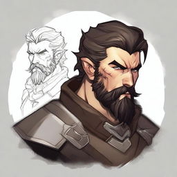 Create a detailed portrait of a male shifter character from Dungeons and Dragons