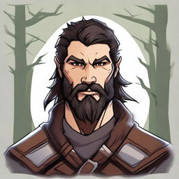 Create a detailed portrait of a male shifter character from Dungeons and Dragons