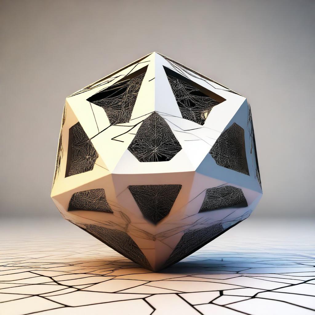 A detailed illustration of an icosahedron prepared using the emulsion technique