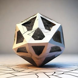 A detailed illustration of an icosahedron prepared using the emulsion technique