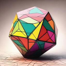 A detailed illustration of an icosahedron prepared using the emulsion technique