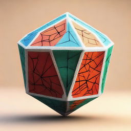 A detailed illustration of an icosahedron prepared using the emulsion technique