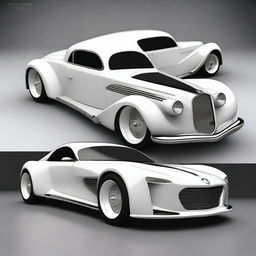 Create a custom hypercar that is a fusion of a white 4-door 1932 Buick Victoria sedan and a McLaren