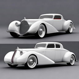 Create a custom hypercar that is a fusion of a white 4-door 1932 Buick Victoria sedan and a McLaren