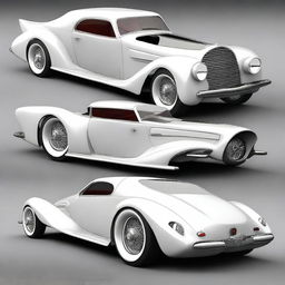 Create a custom hypercar that is a fusion of a white 4-door 1932 Buick Victoria sedan and a McLaren