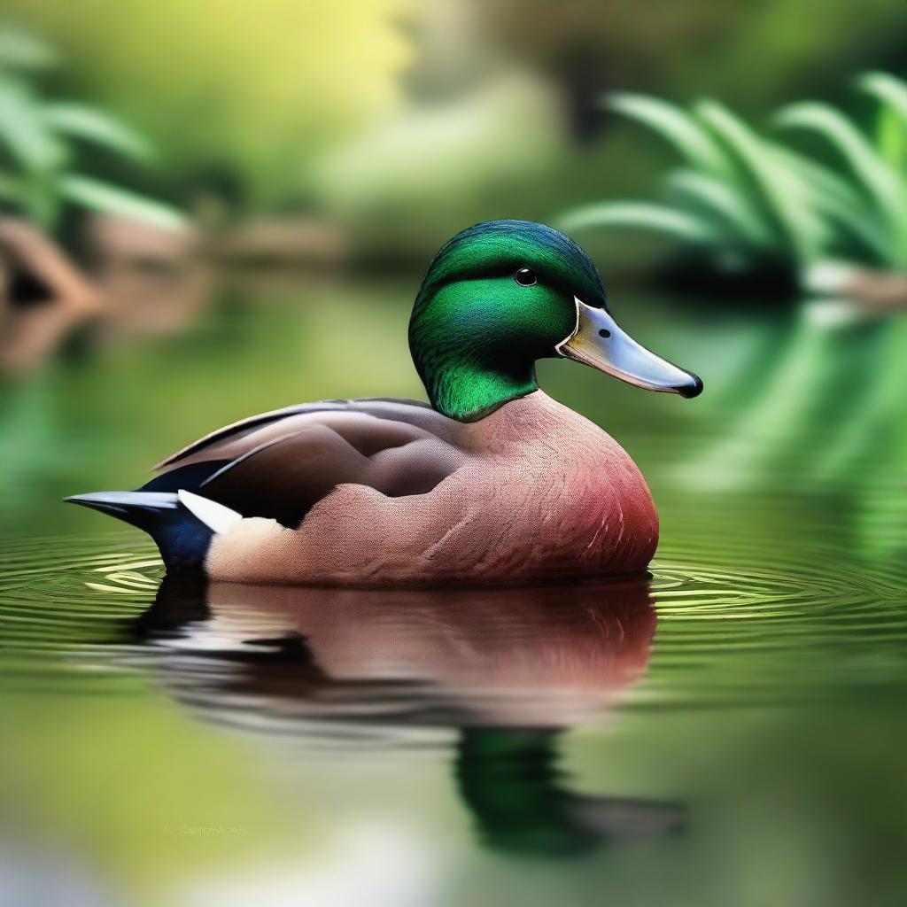 Create a detailed and lifelike image of a duck in a natural setting