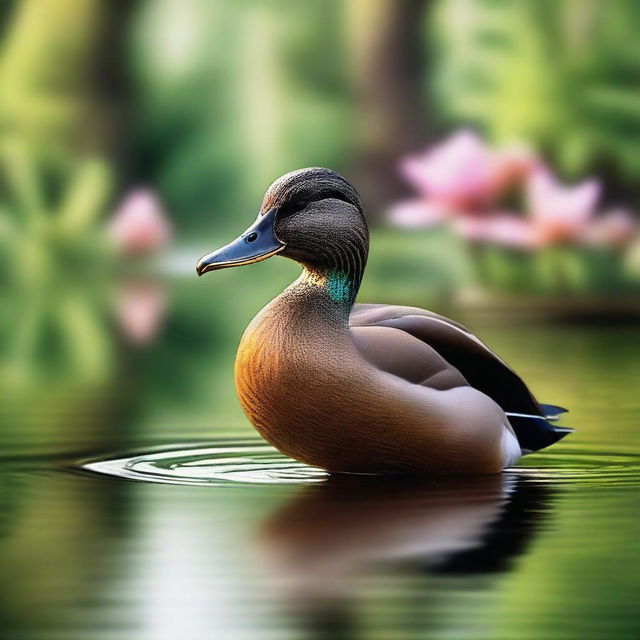 Create a detailed and lifelike image of a duck in a natural setting