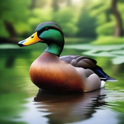 Create a detailed and lifelike image of a duck in a natural setting